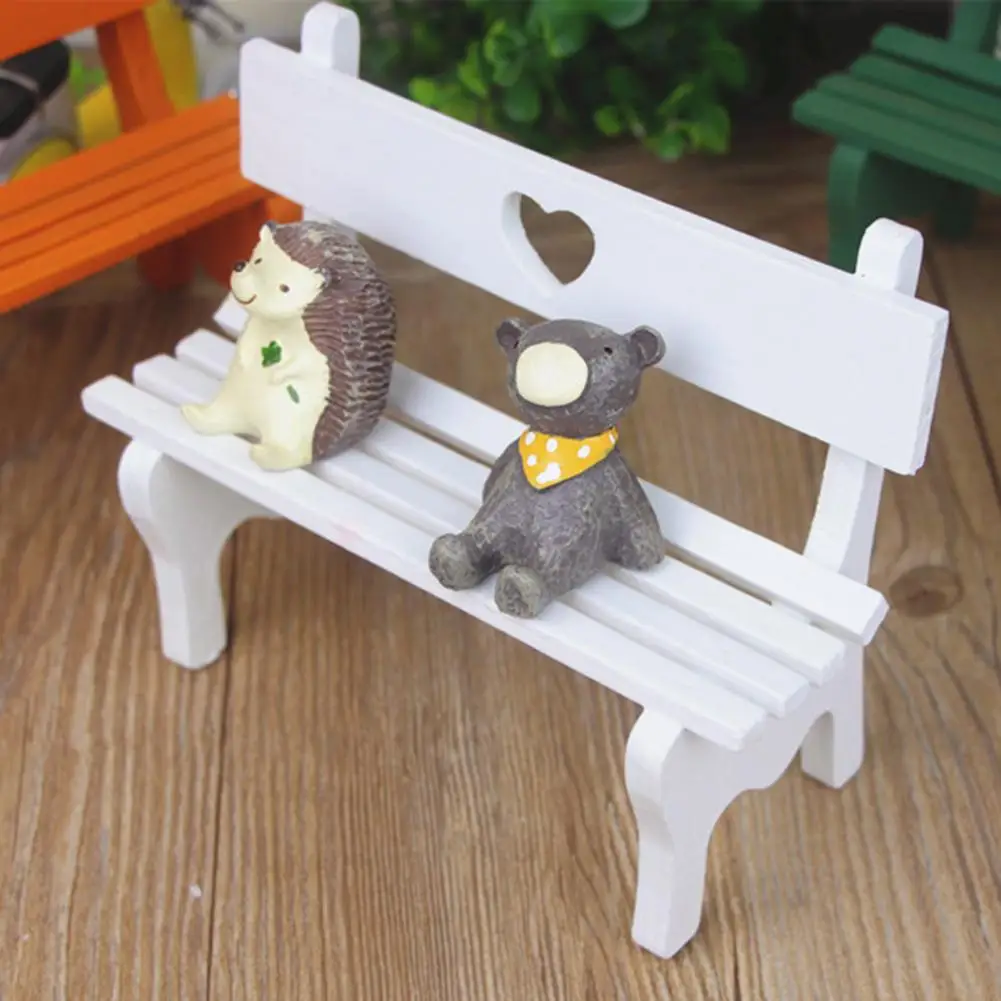 Durable  Dollhouse Bench Compact Patio Lawn Fairy Garden Bench Decorative Delicate Miniature Bench for Kids