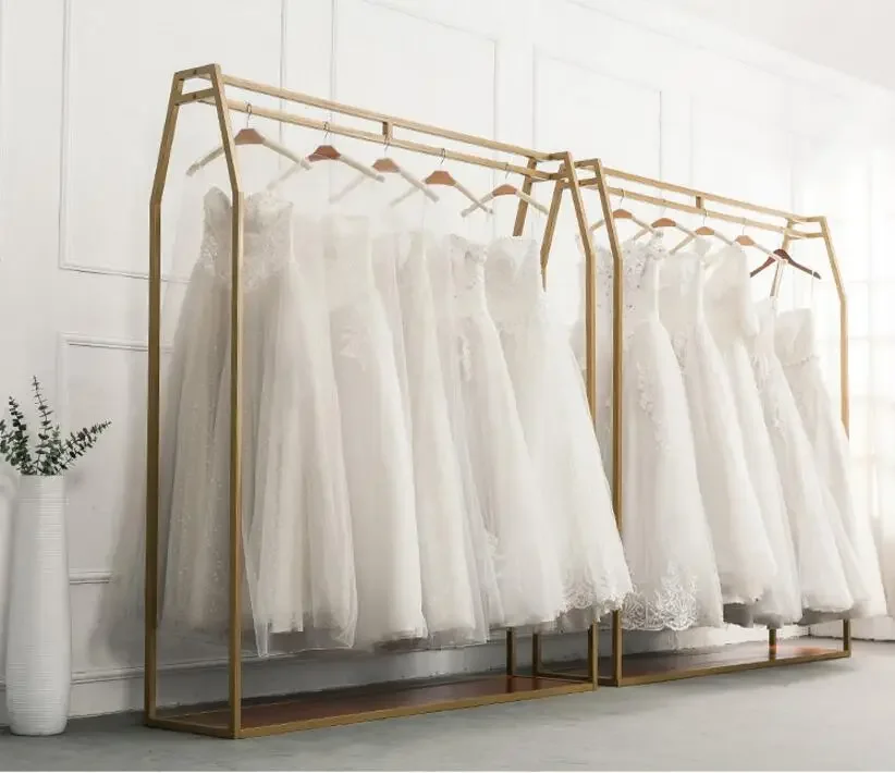 

Golden wedding dress rack, display rack wedding dress shop high-grade floor hanger, special wedding dress rack for film studio