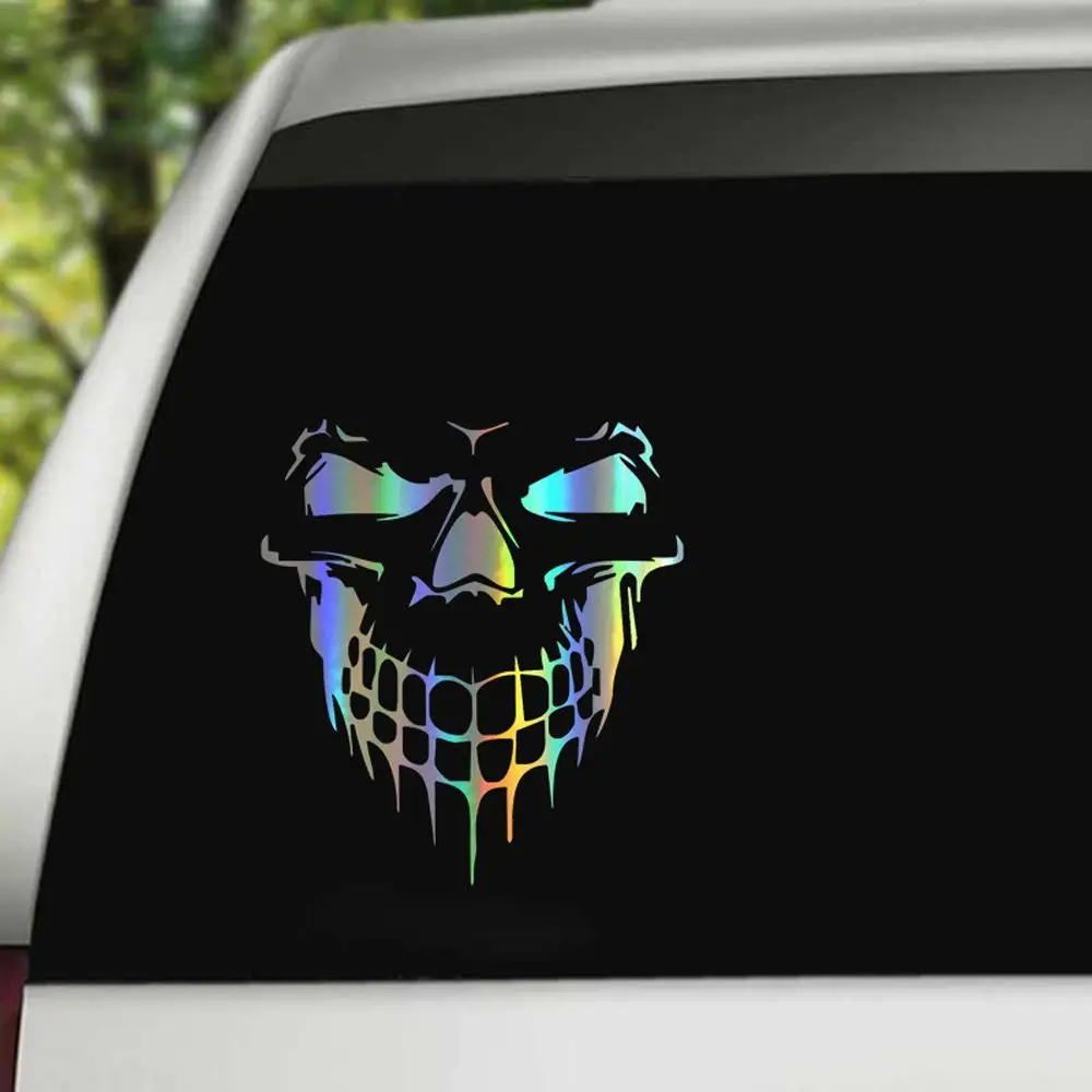 Calcomanías para motocicleta, película reflectante 3D para ventana trasera, pegatinas divertidas, pegatinas de calavera para coche, accesorios exteriores, decoración de estilo de coche