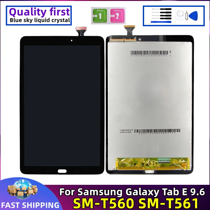 

LCD Touch Screen Digitizer Assembly Replacement for Samsung Galaxy Tab E 9.6, SM-T560, T560 SM-T561 T561 Original Tablet Display