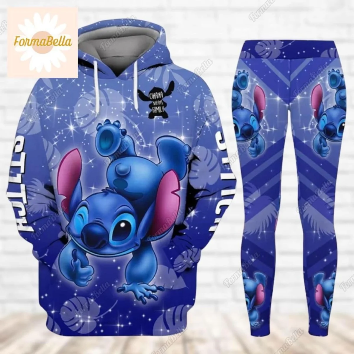 New Disney Stitch 3D Women's Hoodie and Leggings Suit Minnie Yoga Pants Sweatpants Fashion Sports Suit Women's Tracksuit Set