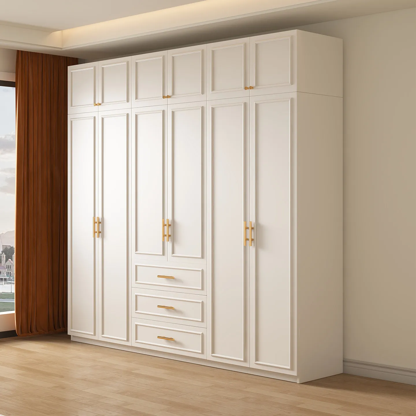 Moisture-proof and anti-deformation French American cream wind thickened wardrobe master bedroom household small apartment