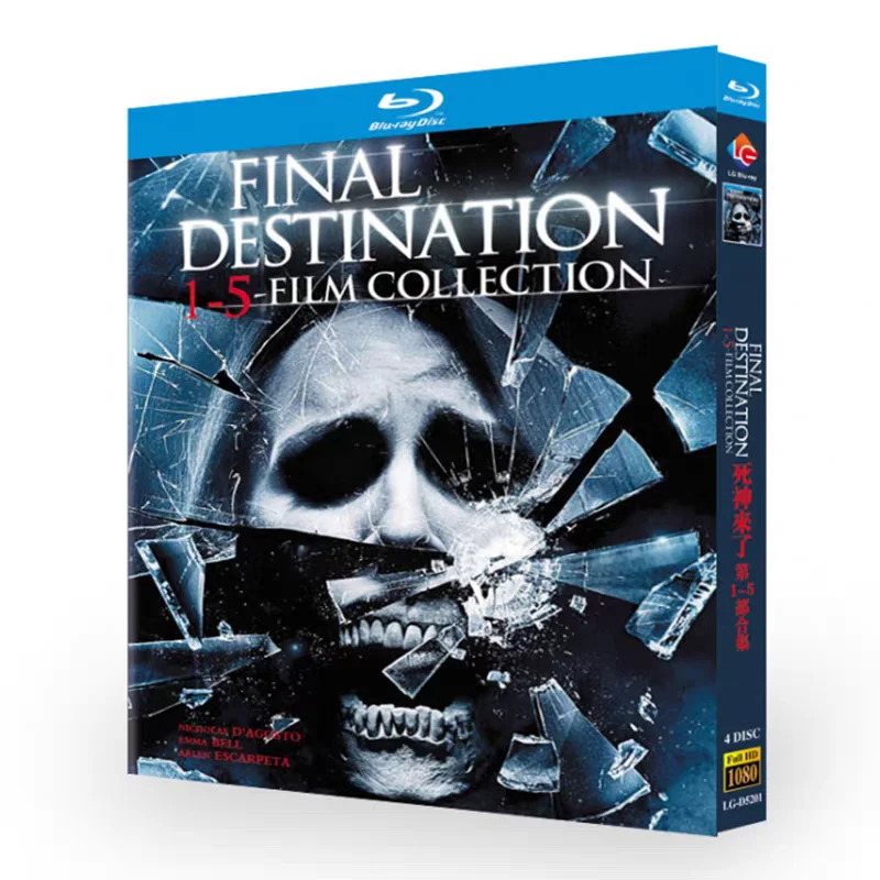 Final Destination 1–5 Blu-ray High-Definition Movie Discs Box Set with Simplified Chinese English Korean and French Subtitles