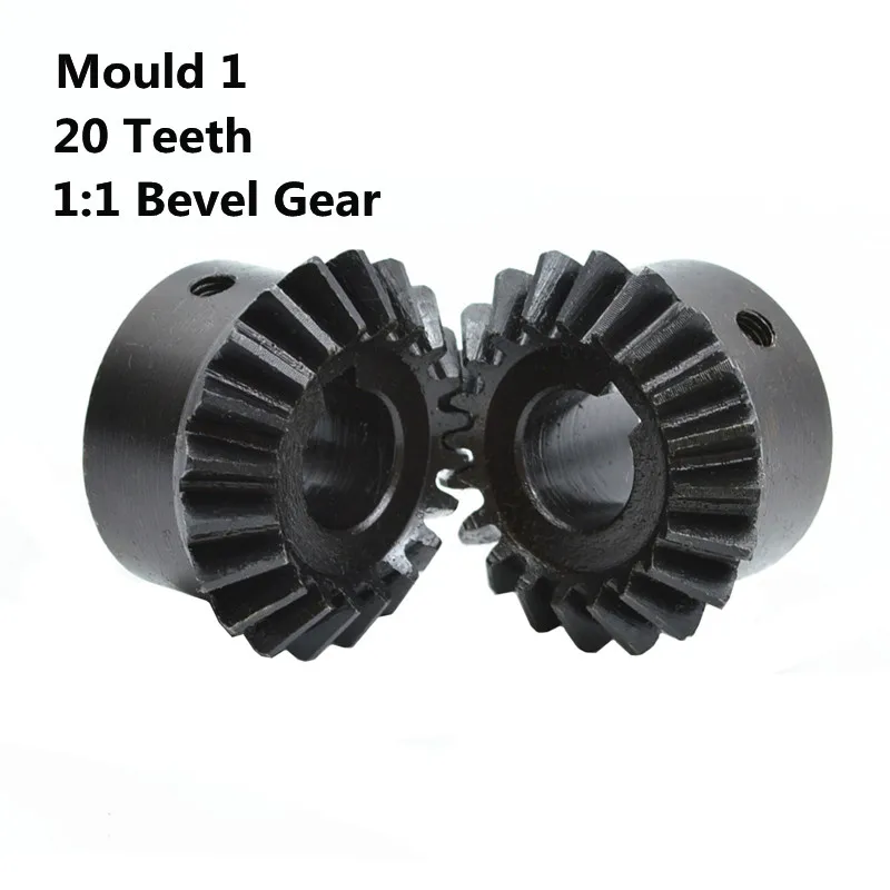 2PCS,6/8mm Inner Hole 1:1 Bevel Gear Modulus 1, 20 Teeth, 90 Degree Bevel Gear Spiral Bevel Gears