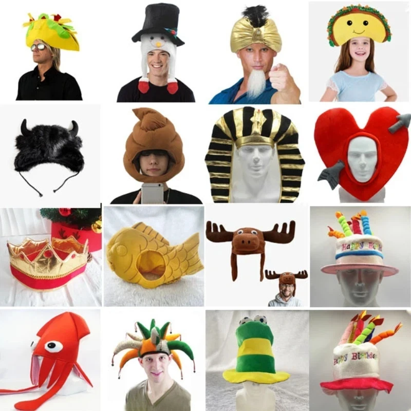 Sombreros Divertidos para Disfraces, Sombreros de Fiesta, Accesorios para Fotos, para Adultos, Niños, Parejas, Cosplay