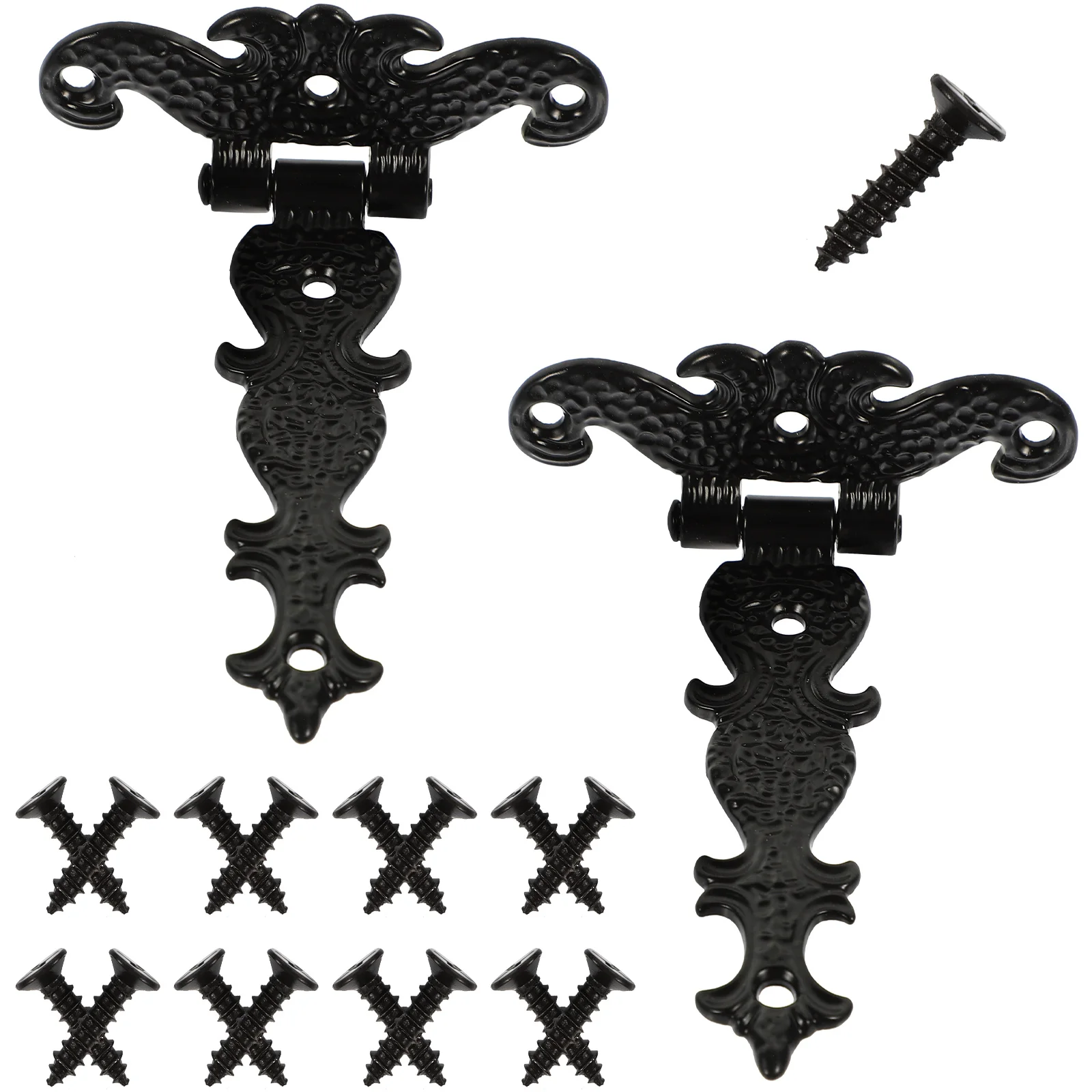 

2 Pcs Vintage Hinges Heavy Duty Zinc Alloy Black Color 8 Screw Holes Durable Flexible Easy Installation Wooden Doors Fences DIY