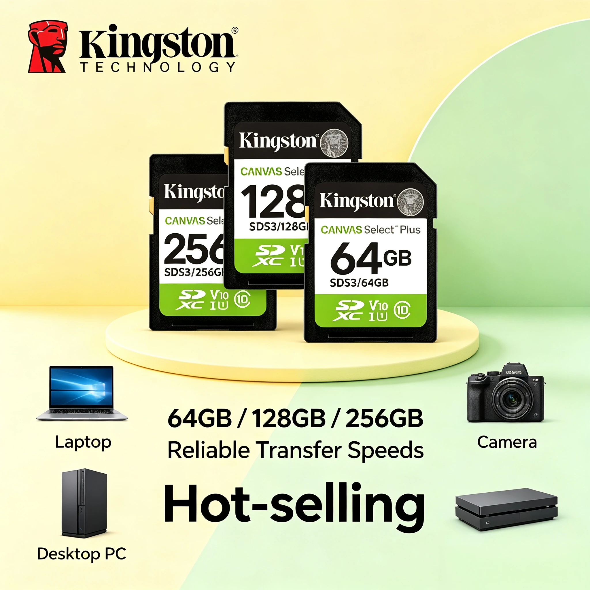 Kingston SDS3 Canvas Select Plus SDXC 64GB 128GB 256GB Card Full HD 1080p Video Memory for Camera Flash Disk Original Quality
