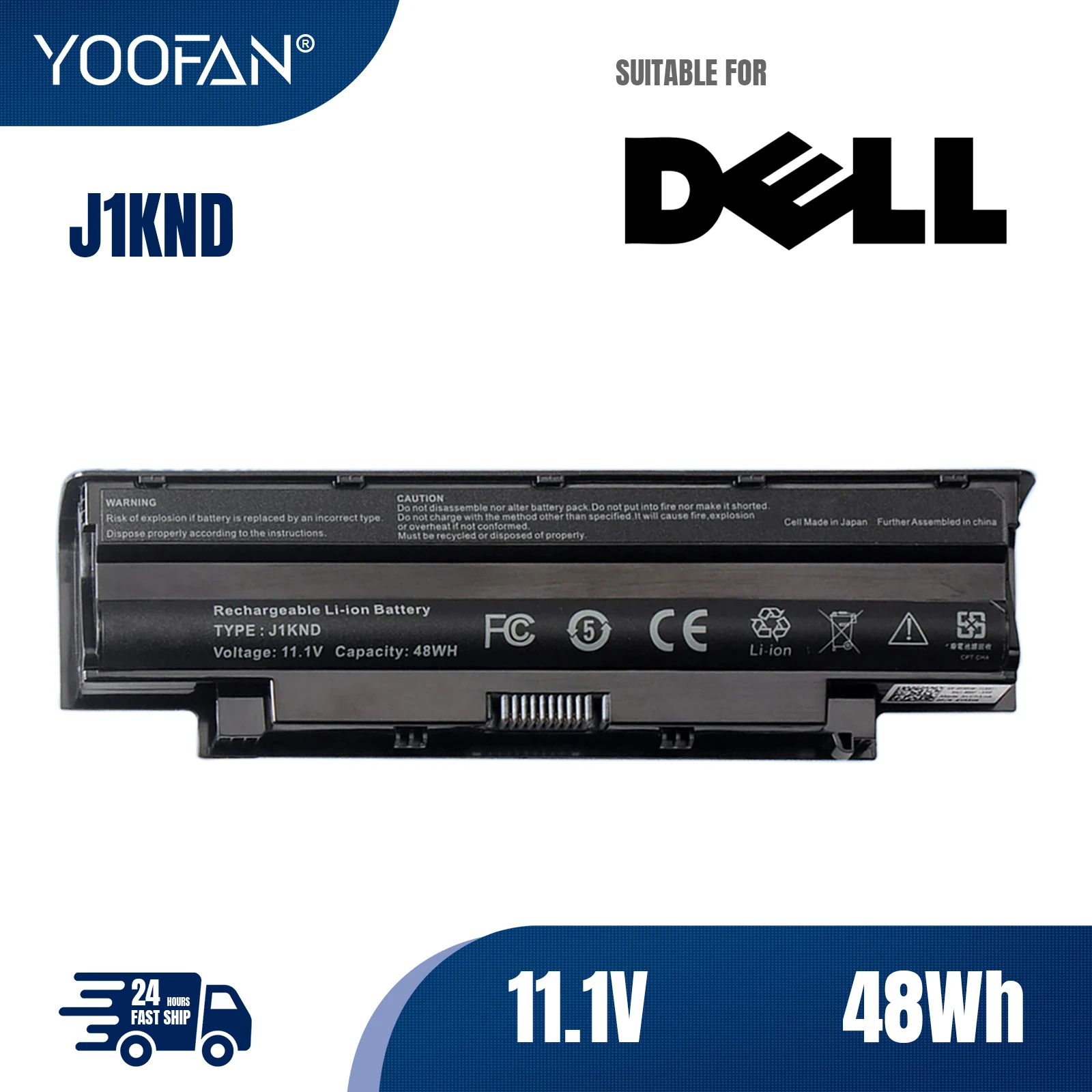 YOOFAN J1KND J4XDH 9TCXN Laptop Battery For Dell Inspiron M5030R M411R M4110 M503 13R N3010 N3010D 9T48V 4T7JN FMHC10 48WH