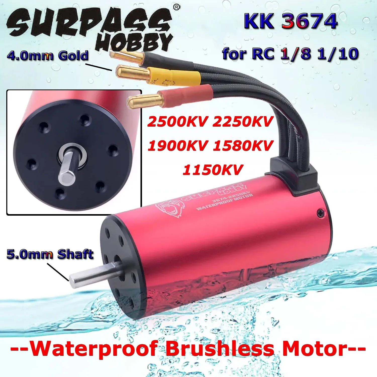 

SURPASS HOBBY KK 3674 Waterproof Brushless Motor for RC 1/10 1/8 Drift Racing Buggy Truck Off-road Car Model Upgrade Parts