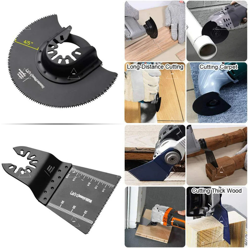 XMSJ 16 stuks oscillerende zaagbladen voor het zagen van hout en metaal Multitool Bi-metaal Quick Release Universal Fit oscillerende gereedschapsbladen