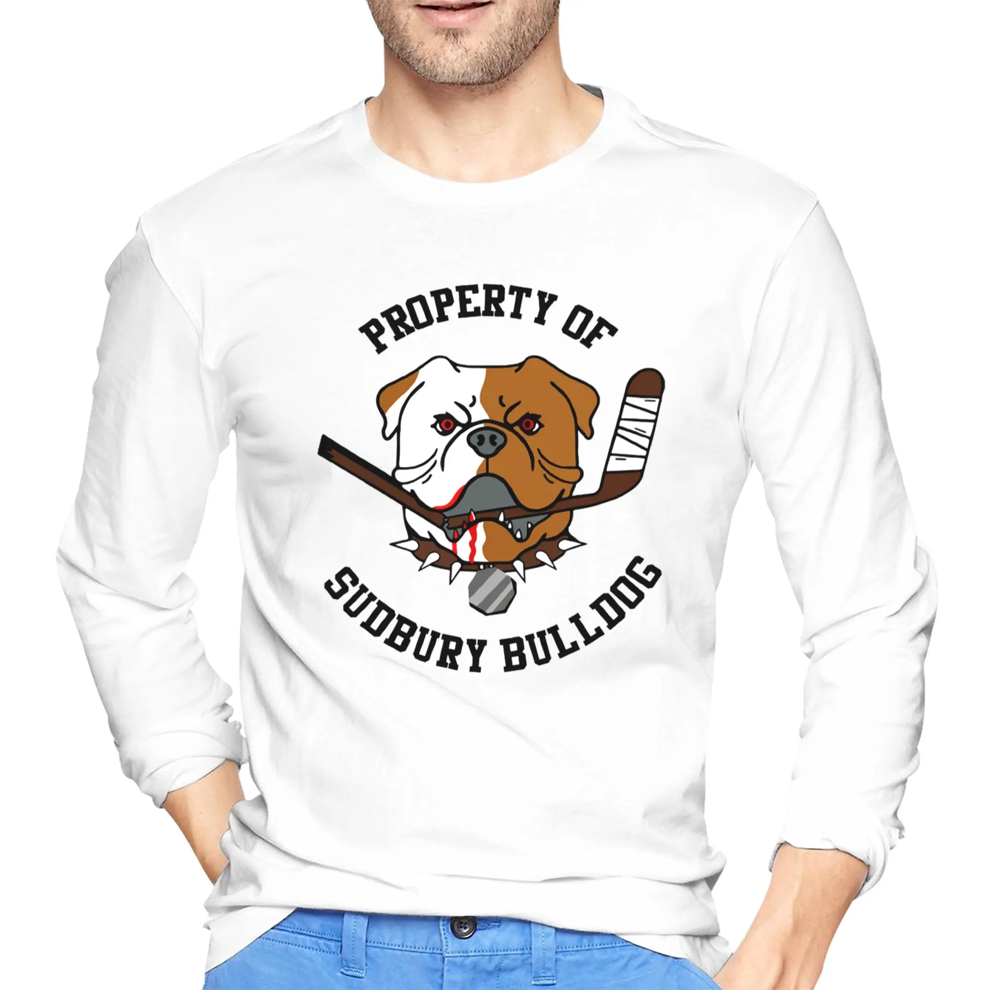 

Власность судабери Бульдог - Мужская футболка с длинными рукавами Letterkenny, модные футболки с круглым вырезом, весенние и осенние мужские топы