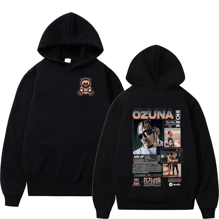 Rapper Ozuna 2024 Album Graphic Hoodie Men's Retro Long Sleeve Fashion Sweatshirt Unisex Hip Hop Loose Pullover Hoody Streetwear