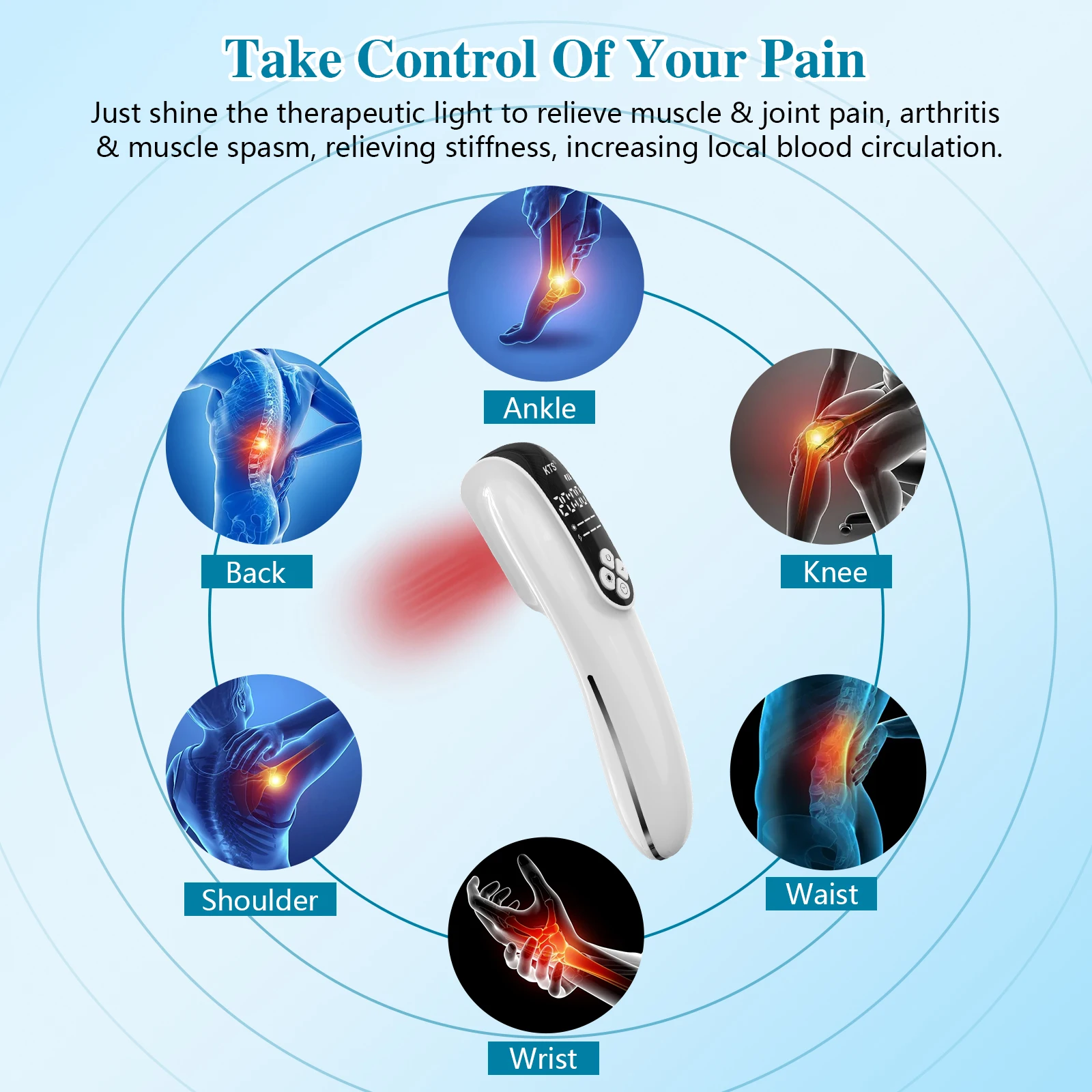 Tens 4x808nm Cold Laser Therapy Device for Body Pain Relief 2600 mAh LLLT Tens Muscle Stimulator for Joint Pain Muscle Recovery