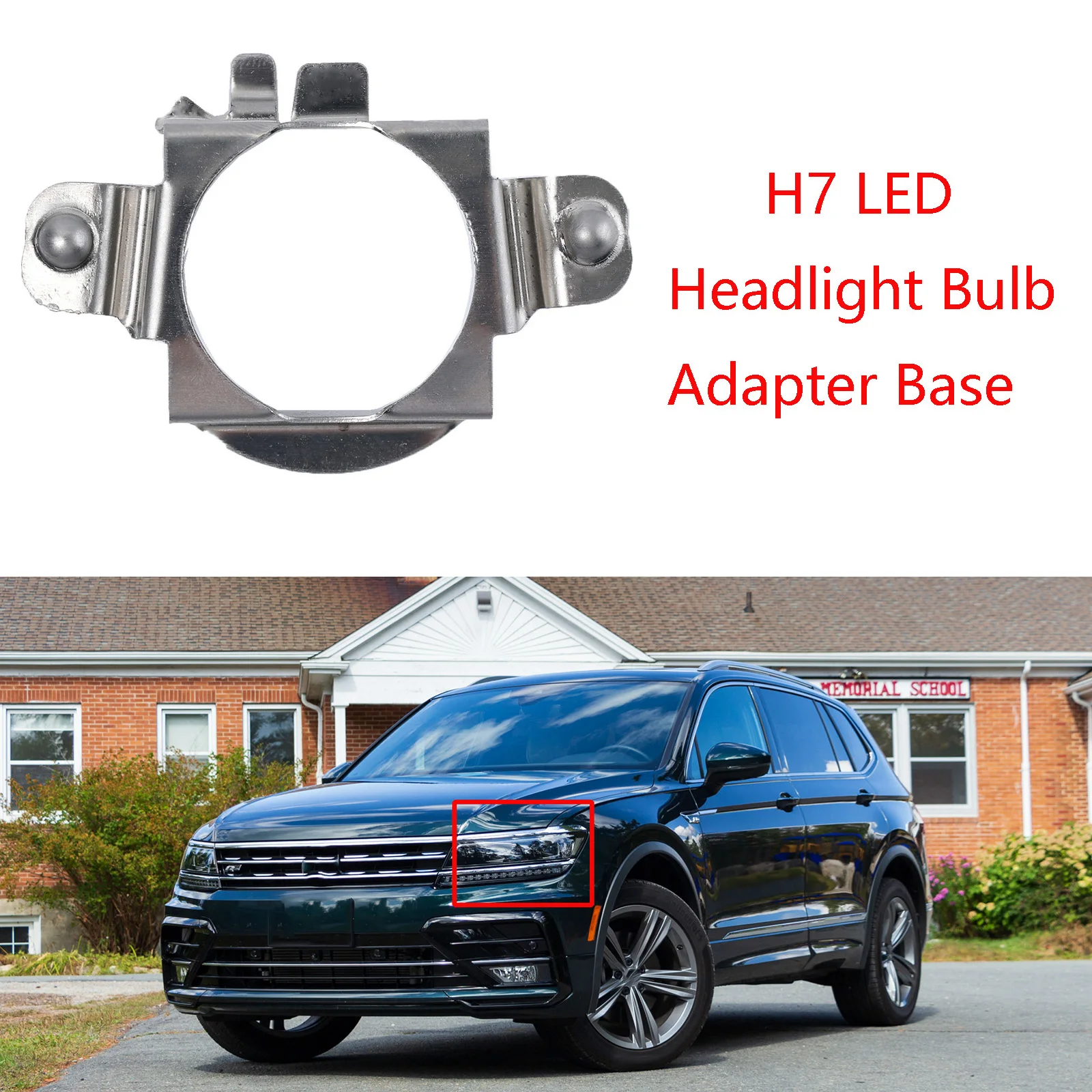 2X H7 LED Bulb Adapter For VW Passat CC Touran Tiguan Touareg Metal Silver Car Headlight Base Retainer Headlamp Socket Holder