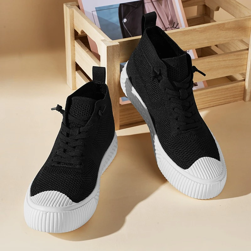 

Spring and Summer Mesh Multi-color Round Toe Mid-top Woven Breathable Lace-up Flat Lace-up Casual Walking Flat Board Shoes