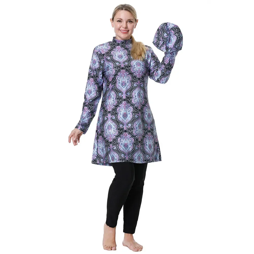 Muslimische Bademode Islam Frauen Modest Hijab Plus Größe Burkinis Femme Musulmane Schwimmen Badeanzug Strand Volle Abdeckung Badeanzug 3PCS