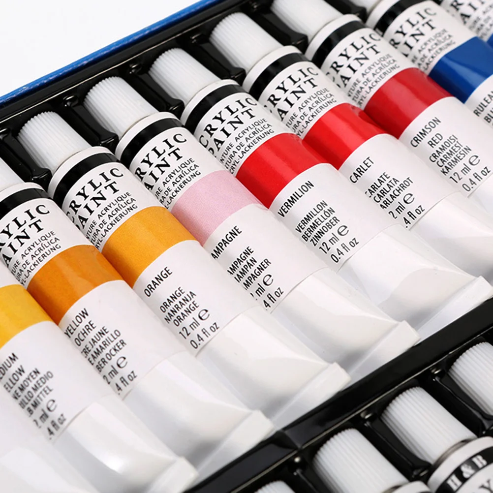 

1Set Waterproof Acrylic Paint Kit 24 Colors High Purity Bright Pigments DIY Wall Painting Hand Paint Art Supplies for Students