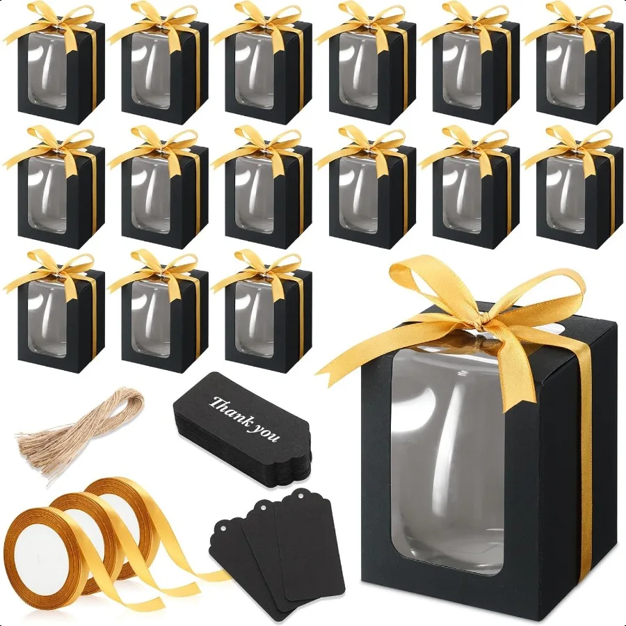 Confezione da 50 scatole regalo Scatola da imballaggio in carta da 9 once nera