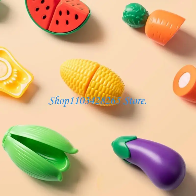 Realistic Peeling Cutting Fruit Vegs Kitchen Toy Kids Motor Skill Activity Toy G2TE
