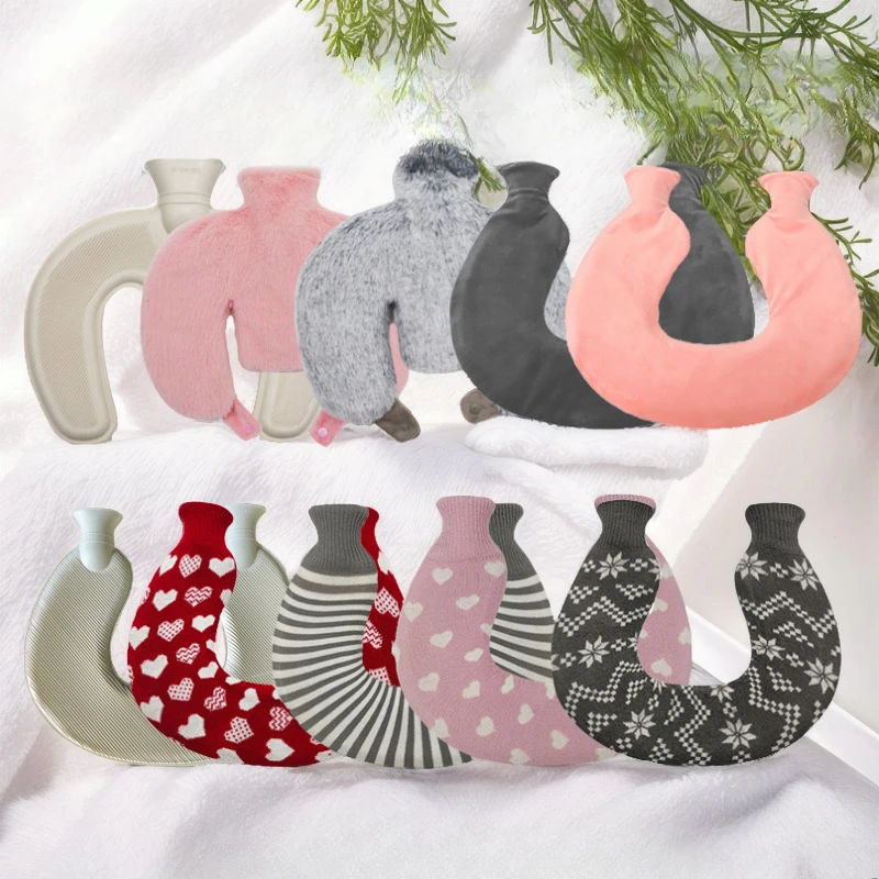 

Утолщенная грелка для рук грелка для плеч защита шеи грелка для рук наполненная водой резиновая бутылка для горячей воды двухсторонняя U-образная