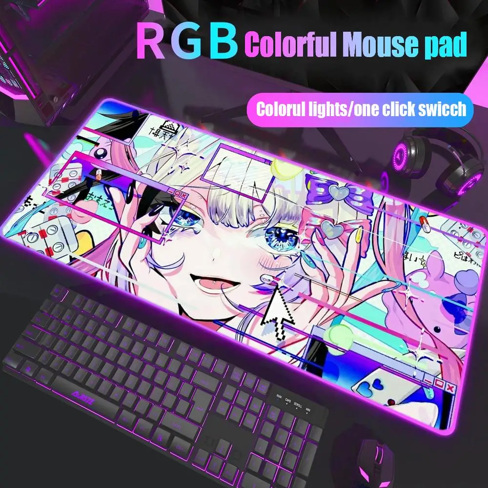 

needy girl overdose Mouse Pad Gamer Rgb Desk Mat Back Light Led Mousepad Setup Gaming Accessories Deskmat Big Mousepad Backlight