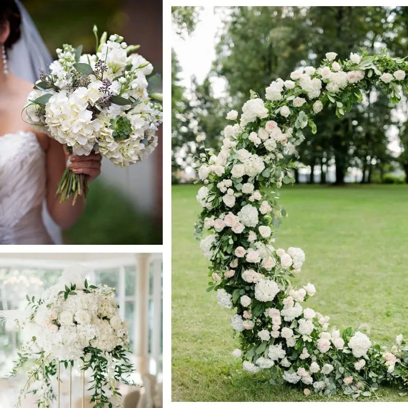 49pcs Creamy White Artificial Hydrangea Weddings, Home Décor, and Special Occasions - Ideal for Indoor and Outdo