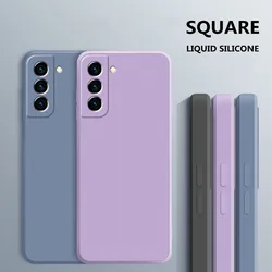 Square Liquid Silicone Original Case On For Samsung Galaxy S24 S23 S21 Plus S22 Ultra S20 FE Bag Funda A34 A54 A14 5G Soft Cover