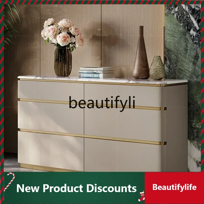 

Light luxury six bucket cabinet fashion marble high-end TV cabinet storage porch storage cabinet D80