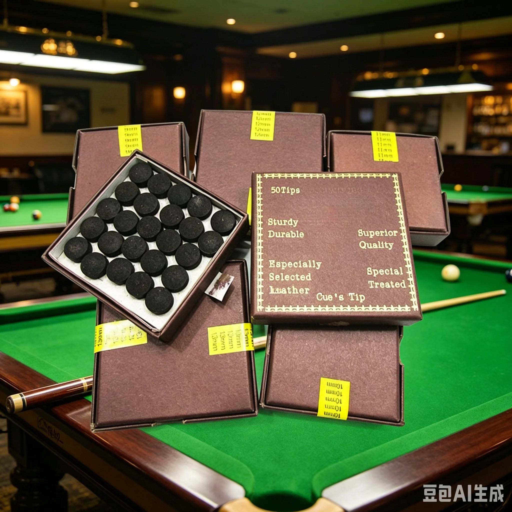 

50pcs Pool Cue Tip 10/11/12/13MM Cowhide Maroon Leather Cue Diamond-Treated Tips For Pool Billiard Snooker Accessories