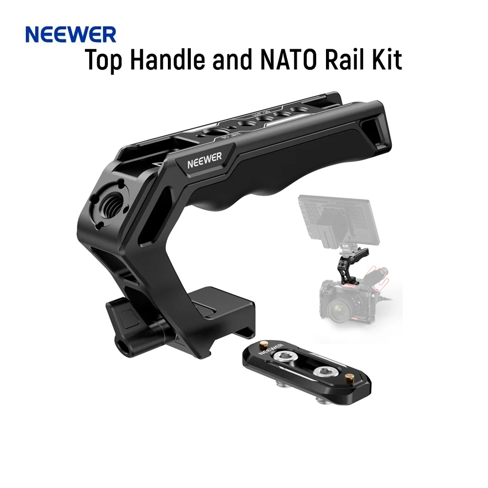 NEEWER Top Handle and NATO Rail Kit, Comfort Silicone Grip with Quick Release NATO Clamp Handgrip For Dslr Camera Cage Video Rig