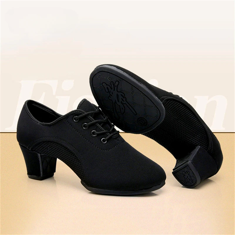 Women Latin Dance Shoes Jazz Adult Ballroom Salsa Dancing Shoes Woman Black Teachers Training Modern Tango Dance Sneakers 5cm