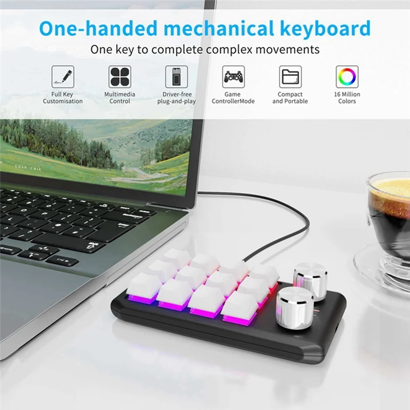 Convince Custom Keyboard Volume Button Knob Programming Macro Gaming Hotswap Keypad Black, 12 Keys 2 Knob Bluetooth2025