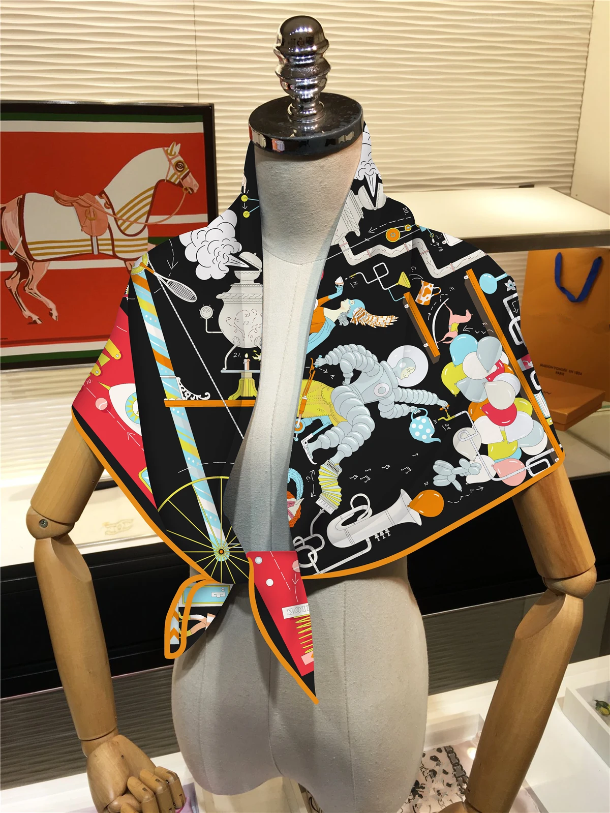 New Design Wheel Horse Twill Silk Scarf Shawl Brand Square Scarf Women Hijab Luxury Bandana Foulard Neckerchief Head Scarves