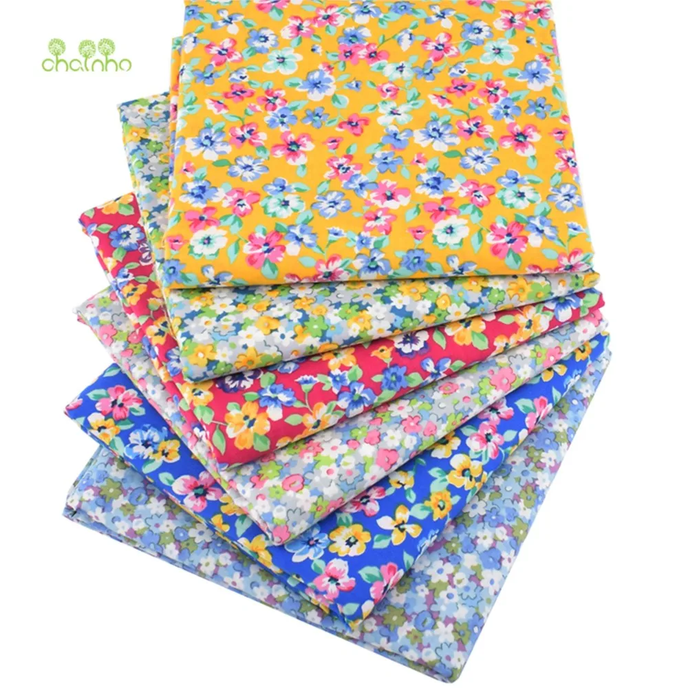 

Chainho,Printed Plain Weave Poplin Cotton Fabric,DIY Sewing Quilting Material,Patchwork Cloth,Floral Series,4 Sizes,PCC89