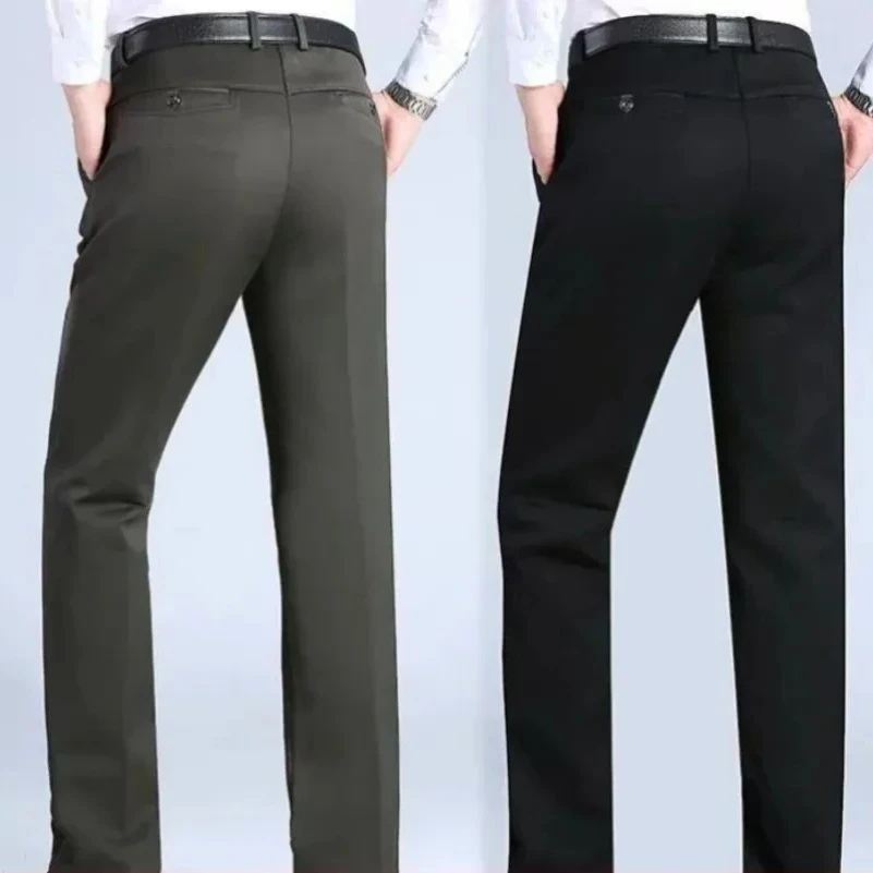 

Professional Business Men's Work Pants 100% Cotton Trousers Autumn Thick Summer Light Smart Office Style Straight Pants KOACUS