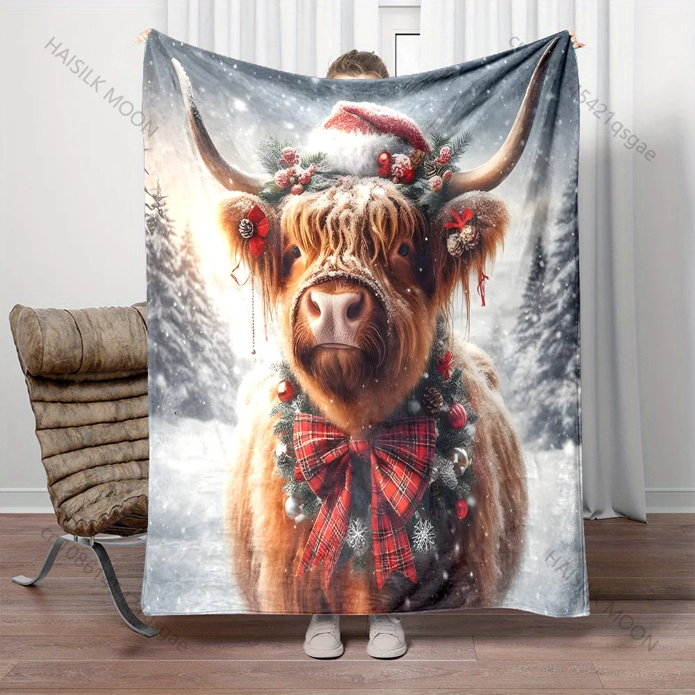 

Праздничное одеяло для крупного рождественского декора с узором из фланелевого материала, мягкое теплое для всех сезонов, дома, кемпинга, пикников, автофургона