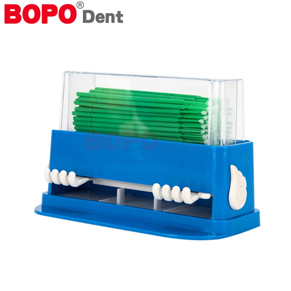 Soporte dispensador de microaplicador Dental con 100 Uds., palo de cepillo desechable, contenedor de punta de algodón, caja de almacenamiento de herramientas de dentista