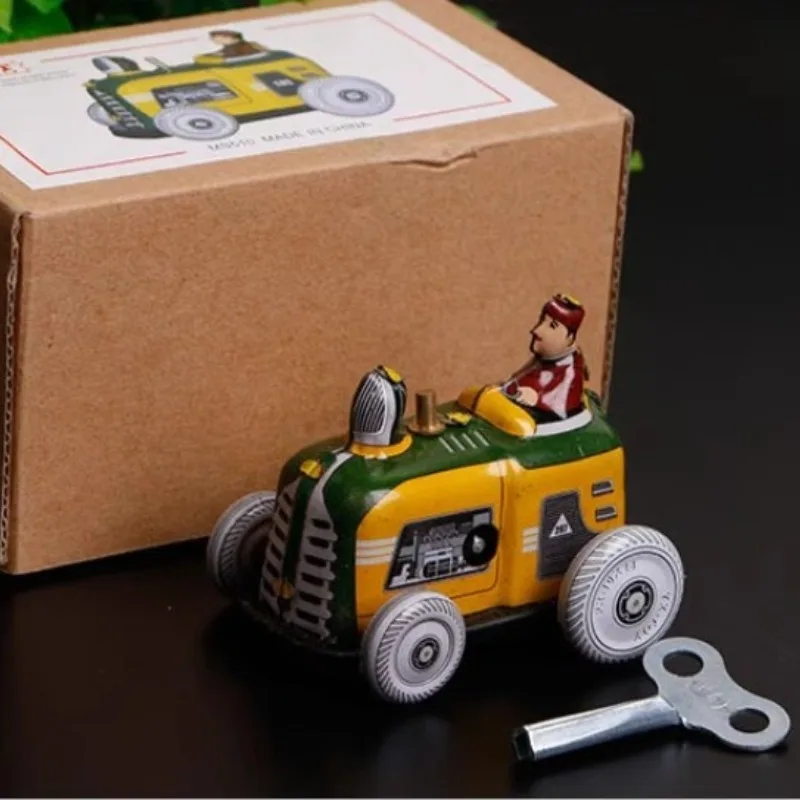 

Wind Up Toy Metal Tin Farmer on Farm Tractor Car Mechanical Clockwork Adult Collection Retro Toy Figures Kids Gift