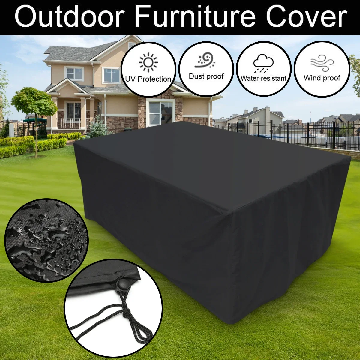 Outdoor Waterproof Dustproof Furniture Protector Table Set Chair Sofa Case Cover Tighten Home Garden kitchen