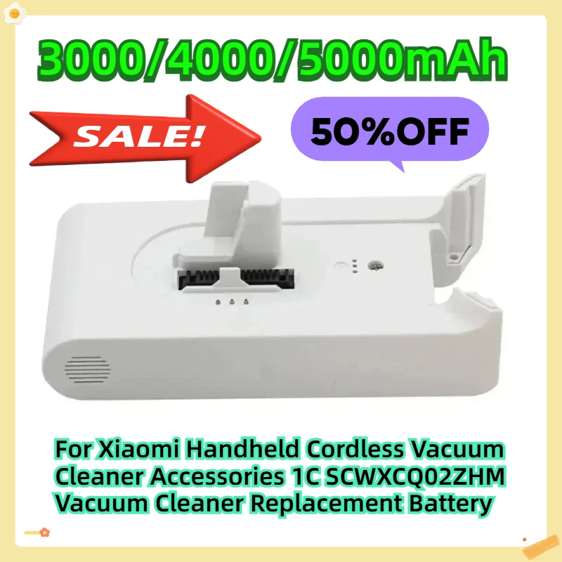 

For Xiaomi Handheld Cordless Vacuum Cleaner Accessories 1C SCWXCQ02ZHM Vacuum Cleaner Replacement Battery 5000mAh