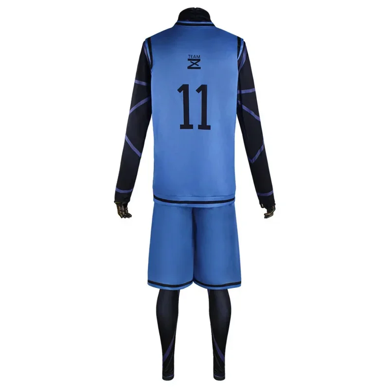 الأزرق قفل أنيمي تأثيري حلي Bachira Meguru كرة القدم كرة القدم التدريب موحدة جيرسي ملابس رياضية ملابس الهالوين الرجال النساء MN