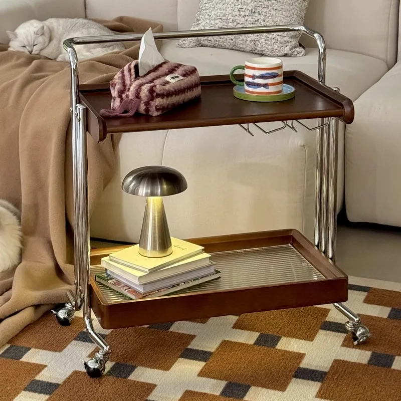 

Vintage Mobile Storage Cart, Home Movable Coffee Table, Living Room Sofa Side Table, Bedside Organizer, Small Space Furniture