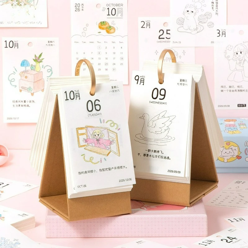 New 2026 Pretty Good Life Coloring Calendar Daily Coloring Desk Calendar Creative, Simple, Warm and Healing Style