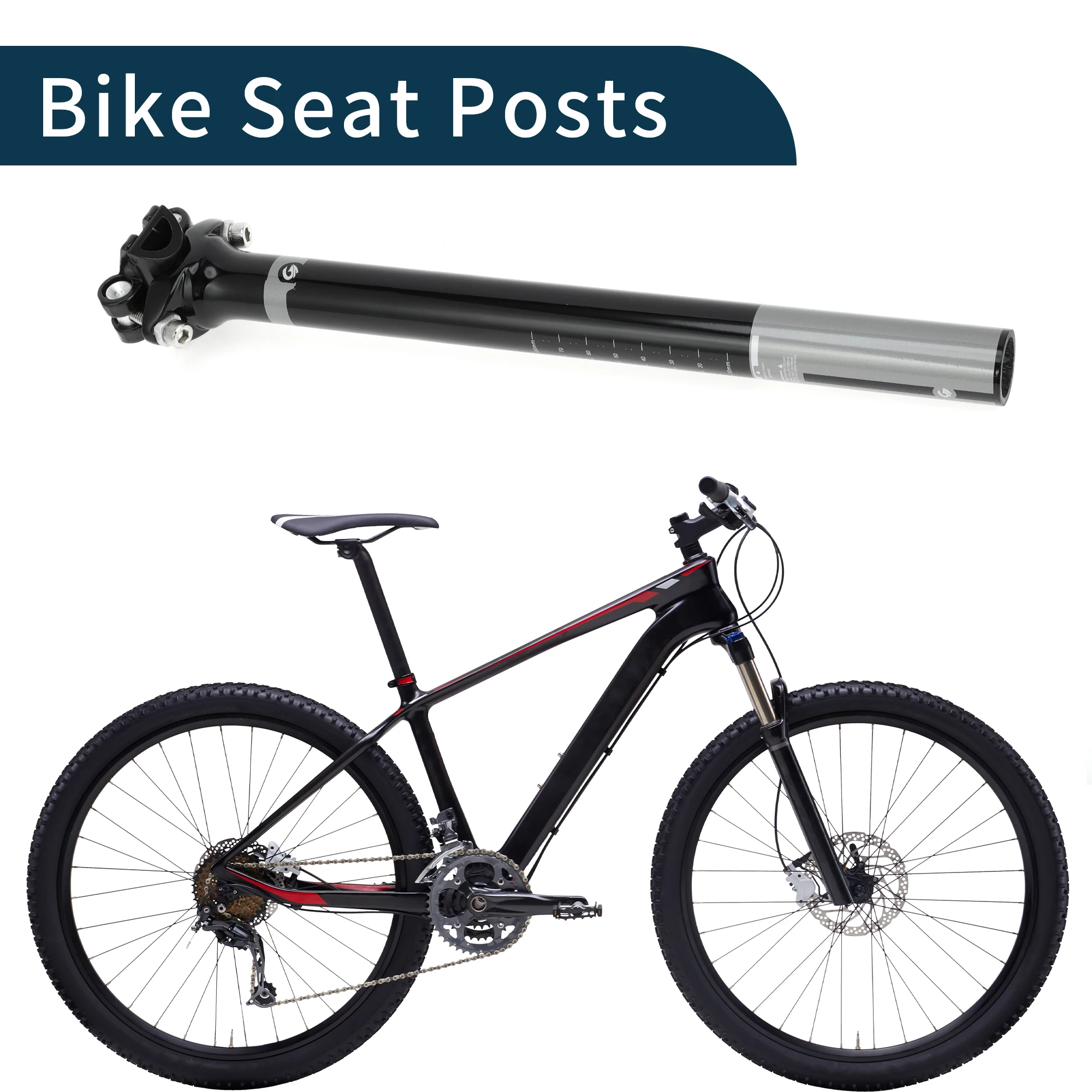 

X AUTOHAUX 25,4x300 мм подседельный штырь из углеродного волокна для горных/дорожных велосипедов, прочный глянцевый черный и серый подседельный штырь для велосипеда