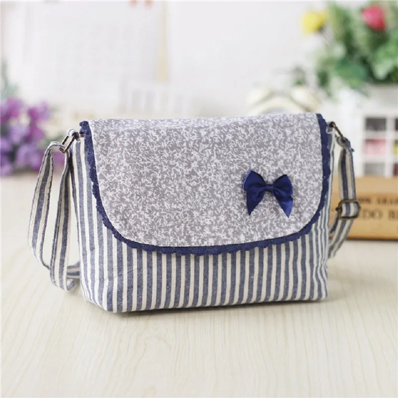 Women\'s Cotton Floral Striped Shoulder Cross-body Bag Brands 2024 Ladies Handbag Female Small Phone Purse Money Pouch for Girls