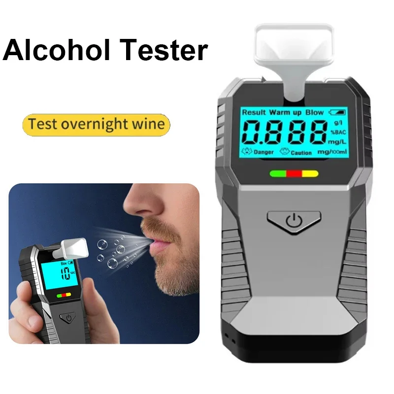 Portable Alcohol Tester with Voice Broadcast LCD Display Breath Alcohol Analyzer Breathalyzer Drunk Driving Checker for Personal