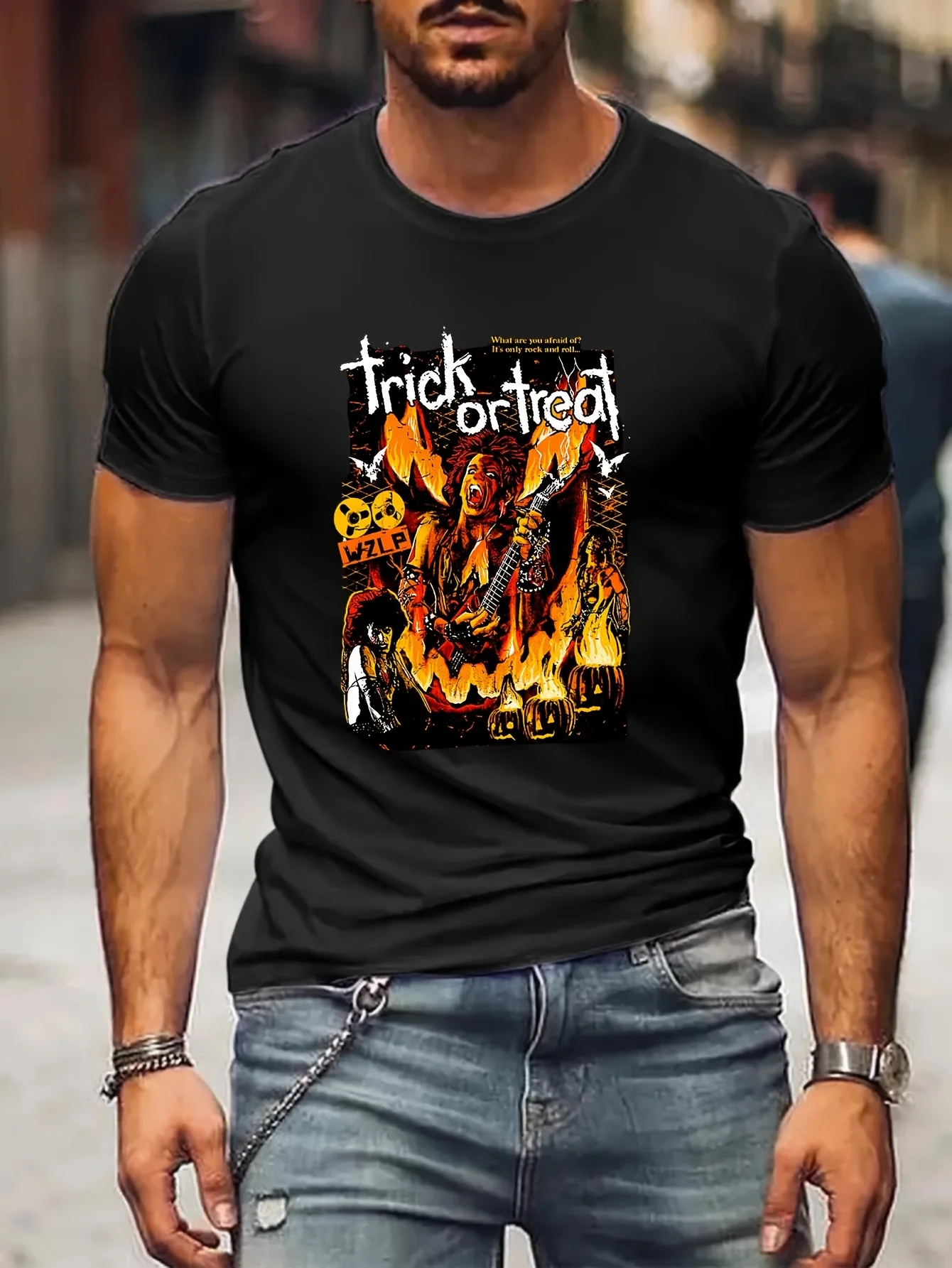 Horror-Themed Trick or Treat Graphic T-Shirt Men T-Shirt T-Shirts For Girls Anime Men T shirt Printed T-Shirt B5020862