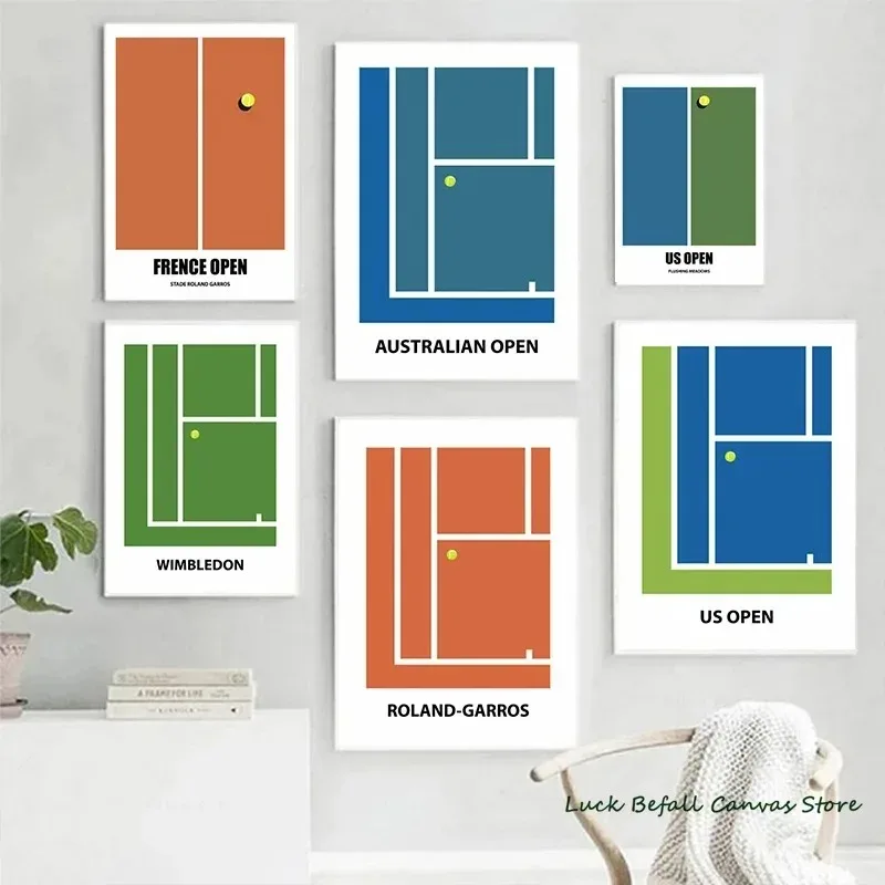 Minimalist Tennis Grand Slam Posters Australian US Open Sport Ball Wall Art Canvas Painting for Modern Home Living Room Decor