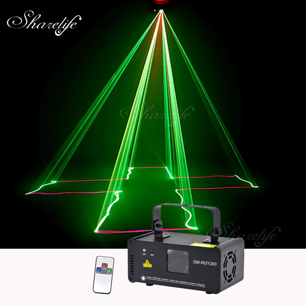 Sharelife Mini Red Green Mix Yellow DMX Laser Scan Light PRO DJ Home Party Gig Effect Stage Lighting Remote Music DM-RGY250