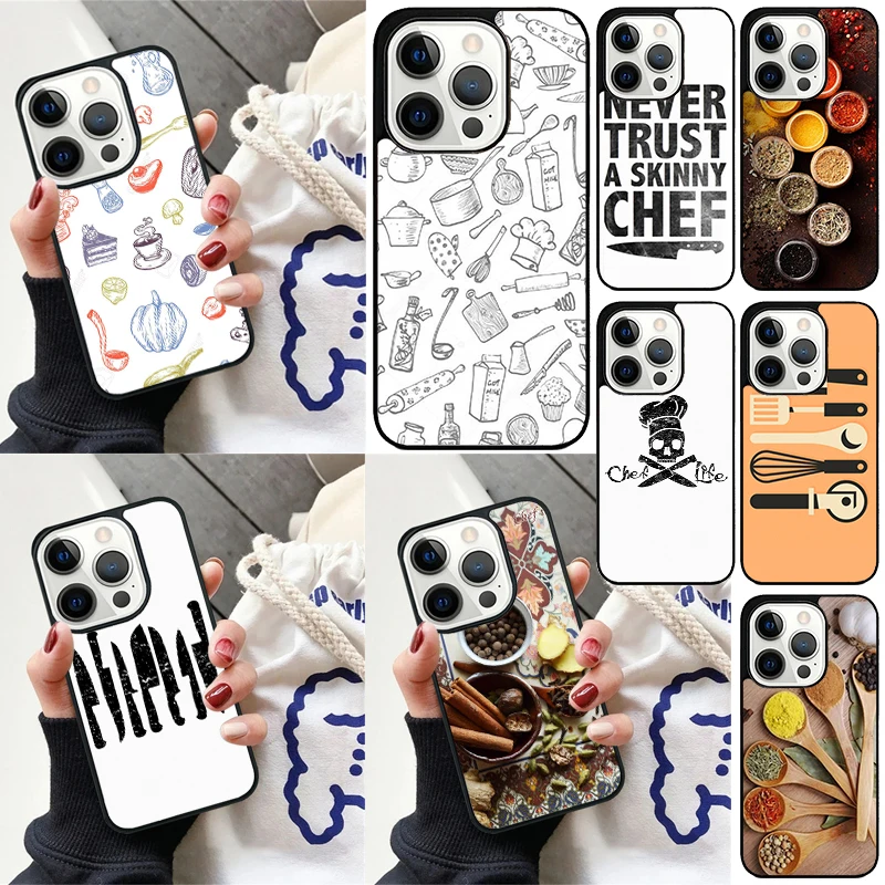 Cooking Utensils Chef Kitchen Cover For iPhone 16 13 14 15 Pro Max 12 Mini 11 15 Pro Max 6 7 8 Plus Max SE 2020 Phone Case